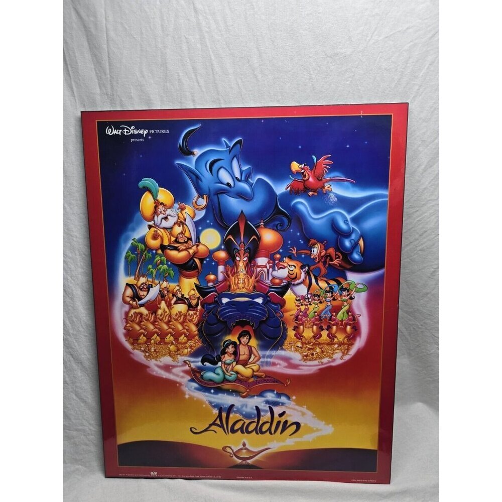 Vintage Walt Disneys Aladdin Wooden Movie Poster OSP Publishing 1992 20x16